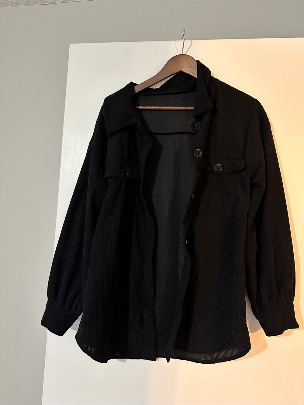 Black Women's Button-Front Jacket